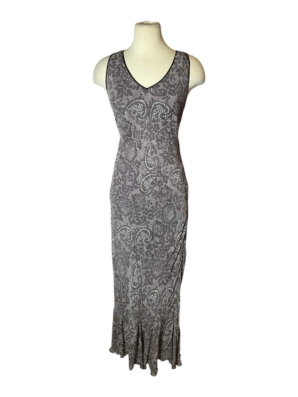 Vintage Y2K Temptation Floral Lace Print V-neck Sleeveless Maxi Dress